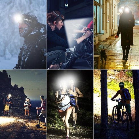 LED Rechargeable Headlamp, 4 Pack Flashlight with Motion Sensor for Outdoor Camping, Biking, Running