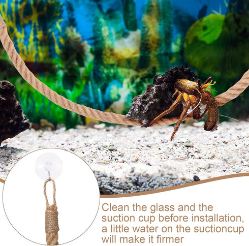 Hermit Crab Toys, 23.6 Inch Climbing Jute Rope Ladder with Hooks, Reptile Tank Accessories for Hermit Crab Lizards