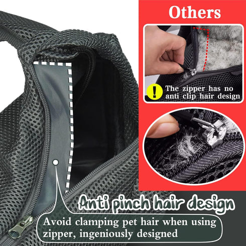 Anti-Pinch Hair Dog Sling Carrier - Adjustable Breathable Mesh Sling Bag for Small Dogs & Cats (S - Up to 4 lbs, Pink -