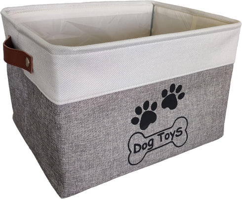 Dog Toy Basket | Collapsible Toy Box with Handles | Foldable Dog Toy Bin for Pet Accessories