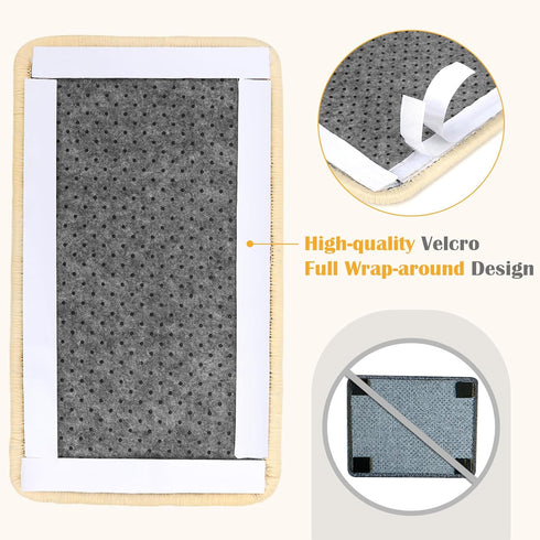 Cat Scratcher Mat Wall Mounted - 14 X 8 Inch Natural Sisal Scratch Pad, Vertical Board with Velcro Tapes