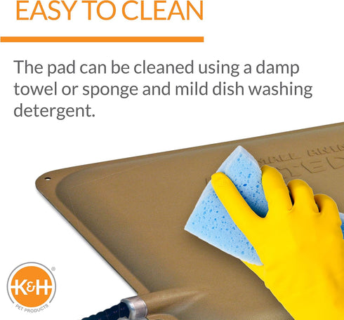 K&H Pet Products Heated Extreme Weather Outdoor Kitty Pad, Waterproof Cat Heated Bed, Tan 9 x 12 Inches