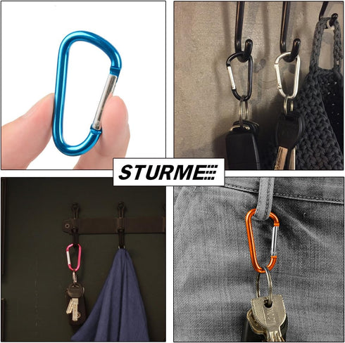 STURME 2" Aluminum D Ring Carabiners, Small Keychain Clip Set, Durable Improved 24 PCS