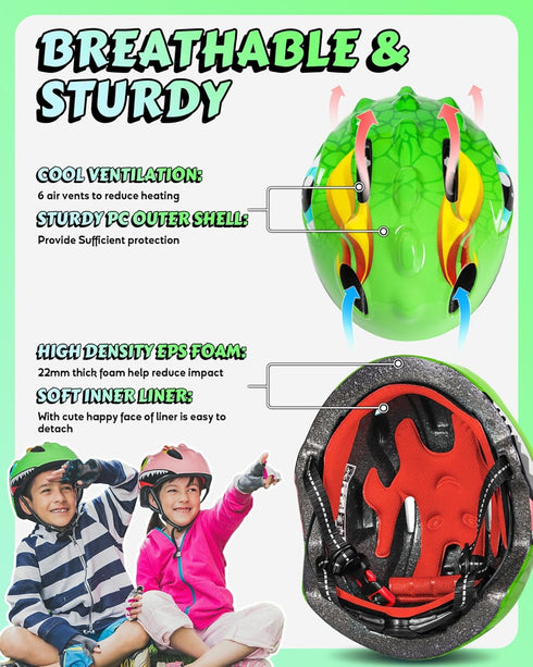 VICTGOAL Toddler Kids Bike Helmet - Lightweight 3D Bicycle Helmet for Boys and Girls Age 3-8, Multi-Sport Scooter