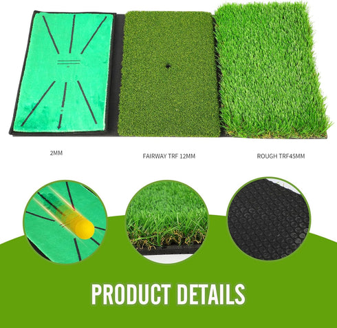 Golf Chipping Net Set with Pop Up Net, Durable Rubber Training Mat, 10 Golf Tees, 6 Practice Balls, Carry Bag