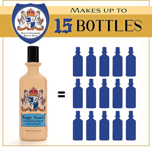 Crown Royale Magic Touch Formula 1 Pet Grooming Spray Concentrate, No Heavy Build-Up, 16 oz Finishing Spray