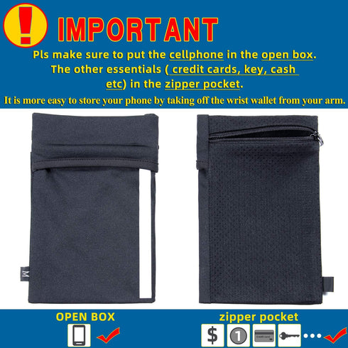 Thick Wrist Wallet Cell Phone Holder, Securely Carry Credit Cards and Cash for Travel & Sports