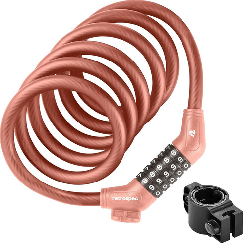 Retrospec Grizzly Plus Cable Bike Lock, Heavy Duty Anti Theft Bicycle Lock, 6 Foot Coiled Cut Resistant Cable