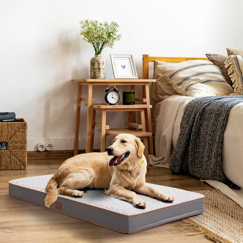 XXL Dog Bed, Extra Large Waterproof Orthopedic Bed with Removable Washable Cover for Large Dogs, Egg-Crate Foam, Light
