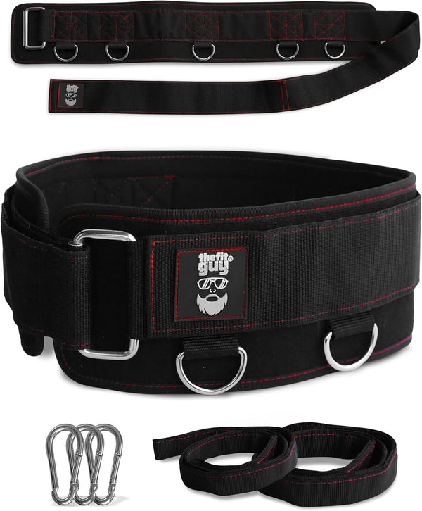 Multi-Attachment Belt for Cable Machine, 5 Points for Optimal Weight Distribution, 2 Straps & 3 Snap Hooks