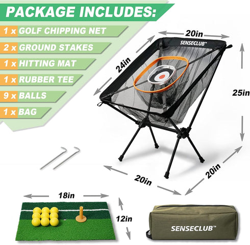 Golf Chipping Net & Driving Net, Backyard Golf Practice Net with Mat, Indoor Training Target with Balls