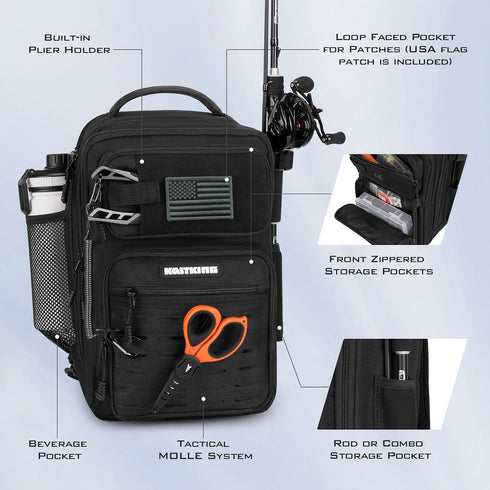 KastKing BlowBak Tactical Fishing Sling Tackle Storage Bag, Lightweight Sling Fishing Backpack