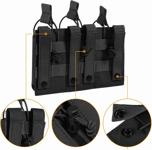 FRTKK Molle Mag Pouch - Open Top Single/Double/Triple Magazine Holder for M4 M16 AK AR Glock M1911 92F 9mm