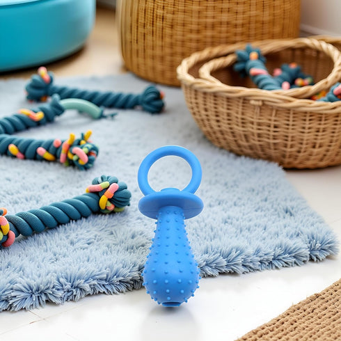 Juroicessry 1 Blue Dog Pacifier,Chew Toys,Mini Bite Resistant Bell Shape Rubber Pacifier,Pet Dog Puppy Molar Chew