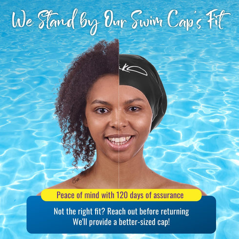 Large Swim Cap for Long Hair - Waterproof Durable Silicone Swimming Cap for Braids, Dreadlocks, Afros, Curls