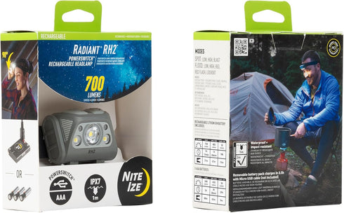 Nite Ize Radiant RH2 PowerSwitch Rechargeable Headlamp, Waterproof & Impact-Resistant Light for Camping & Hiking