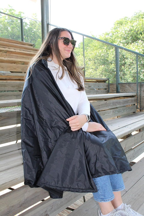 Wolf Essentials Anywear Cushion Hooded Blanket Weather Resistant Fleece & Vinyl, Portable Seated Comfort for Camping