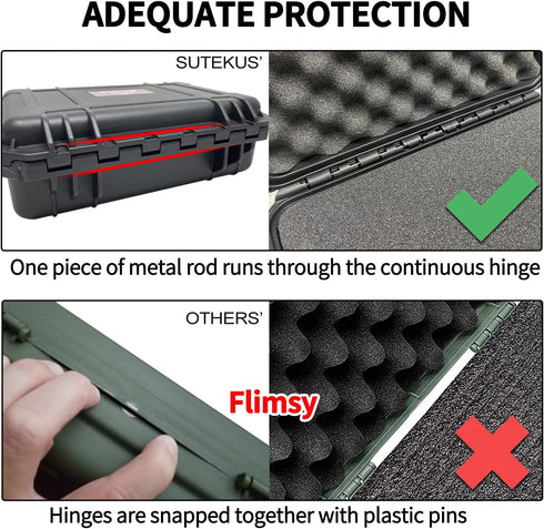 Sutekus Hard Pistol Case, Waterproof Handgun Carrying Case with Foam for Gun Accessories