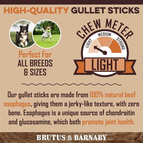 Gullet Sticks for Dogs, All Natural Single Ingredient Beef Jerky Chews, Healthy Beef Gullet Sticks