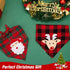 PAWCHIE 2 PCS Christmas Dog Bandanas with Handmade Applique (Santa Claus & Elk), Washable Plaid Scarfs