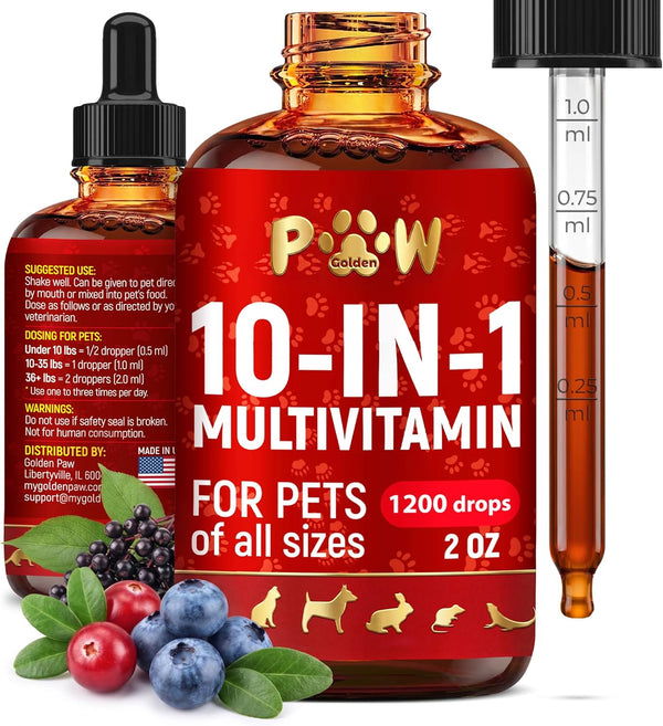 Liquid Multivitamin for Dogs with Glucosamine Help with Allergies & UTIs Dog
