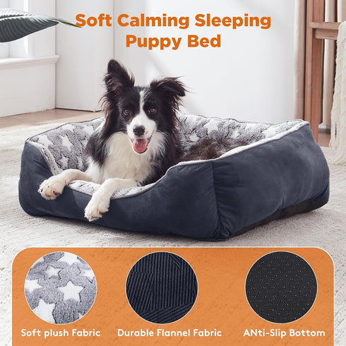GASUR Rectangle Dog Bed for Large Dogs - Cozy Washable Orthopedic Dog Sofa Bed, Sturdy Anti-Slip Bottom, Soft Calming