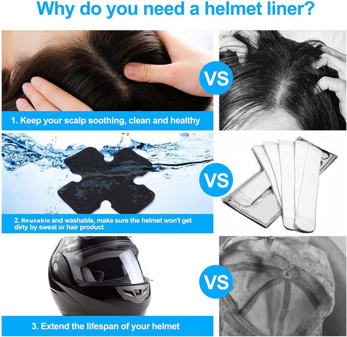 Motorcycle Helmet Liner, Anti Sweat Cooling Helmet Pad, Reusable & Washable, Prevents Stains & Odor Cooling, Absorbs Dripping Sweat, For Hard Hat, Hockey Helmet, Bicycle Helmet, black by Prodigy TW