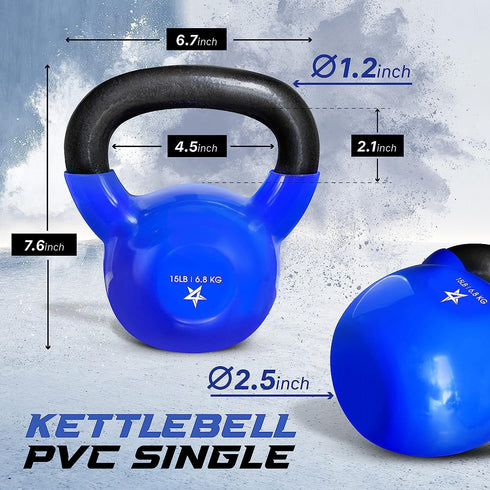 Yes4All Kettlebell Vinyl Coated Cast Iron – Great for Dumbbell Weights Exercises, Full Body Workout Equipment Push up, Grip Strength and Strength Training, PVC by Yes4All
