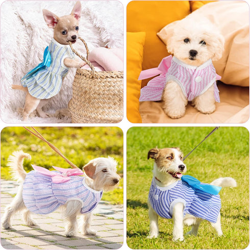 4 Pieces Summer Princess Dog Dresses for Small Medium Dogs, Tutu Skirt Apparel for Chihuahua Yorkies Pup Cat (X-Small)