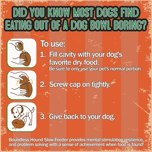 Boundless Hound 5C Food Puzzle Feeder for Large or Medium Dogs, Mentally Stimulating Enrichment Toy, Made in USA