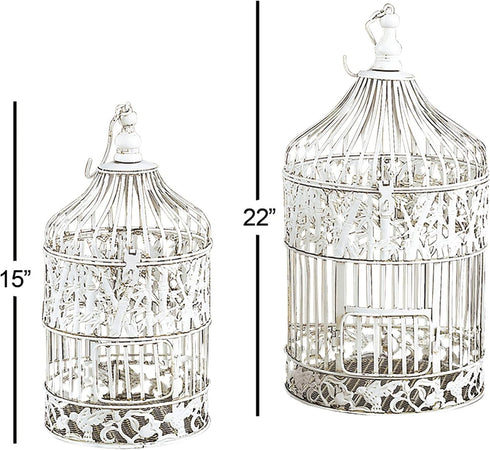 Deco 79 Birdcage, 15", 18"H, White, Model 82677