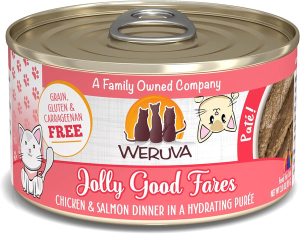Weruva Wet Cat Food, Jolly Good Fares, Chicken and Salmon Pate, 3oz Can, Pack of 12