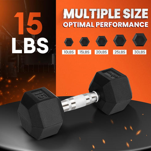 Yes4All Chrome Grip Encased Hex Dumbbells, Anti-Slip Hand Weights, 05-50 LBS Single