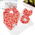 Set E-Clover Mother's Day Heart Dog Bandanas & Matching Scrunchie Cute Girl Dog Scarf Bibs Pet Bandana with Bow Tie