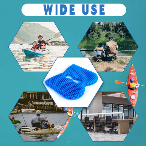 Kayak Seat Cushion, Anti Slip Thicken Gel Pad, Breathable Waterproof Cushion for Kayaks, Canoe, and Boat, Blue 2 Packs