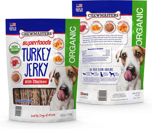 2lb Chewmasters Organic Turkey Jerky with Chicken Dog Treat for All Life Stages - Fresh and Healthy Turkey Dog Treats