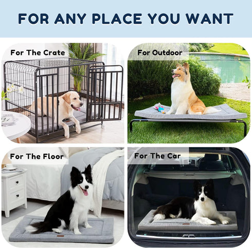 Dog Beds for Small, Medium, Large Dogs - Soft Warm Plush Crate Pad Mat, Anti-Slip Washable Mattress