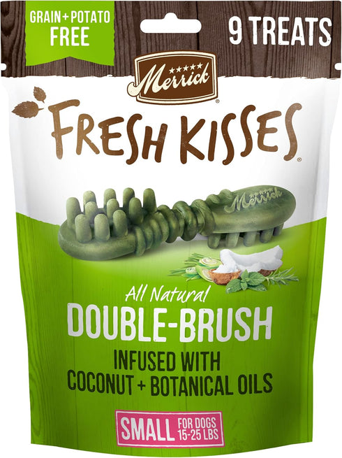 Merrick Fresh Kisses Natural Dental Chews, Infused With Coconut and Botanical Oils for Small Dogs, 9 ct. Bag