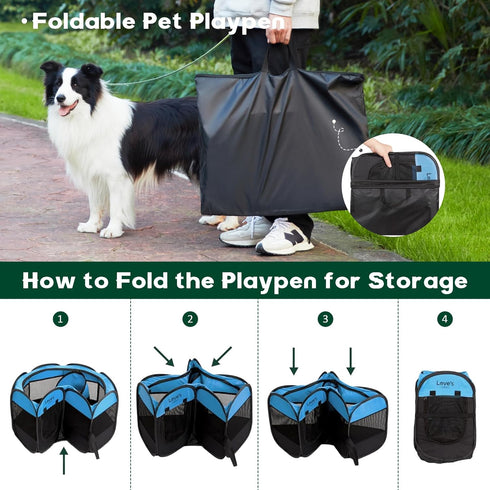 Love's Cabin Pet Puppy Dog Playpen, Medium Dog Tent Crates Cage, Portable Indoor/Outdoor Playpen with Removable Zipper