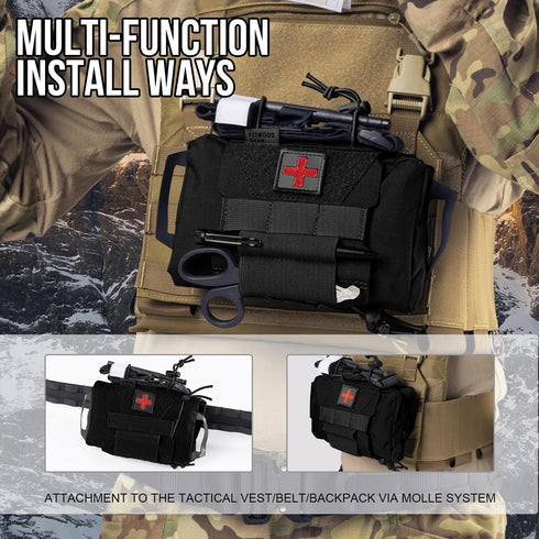 Tactical IFAK Pouch, Rapid Tear-Away First Aid Kit Two-Piece System Medical Pouches Emergency Survival Bag for Outdoor