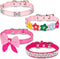 4 Pcs Pink Dog Collar, Spiked Studded Dog Collars, Pearls Dog Necklace with Rhinestone Bow Knot for Dogs (Novel Style,