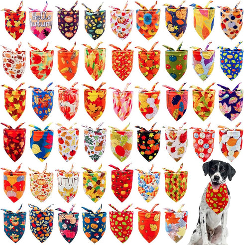 50PCS Large Dog Bandanas Fall Large XL Dog Breed Bulk Autumn Pattern