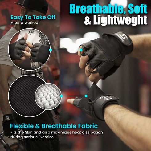 SATHIND Leather Workout Gloves for Men & Women Anti-Slip Weightlifting, Gym, and Cycling Gloves with StretchBack Mesh