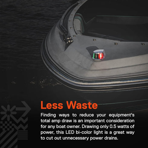 TRUE MODS Red Green LED Marine Navigation Bow Light - Waterproof Chrome & ABS, 2 Nautical Mile Visibility for Boat