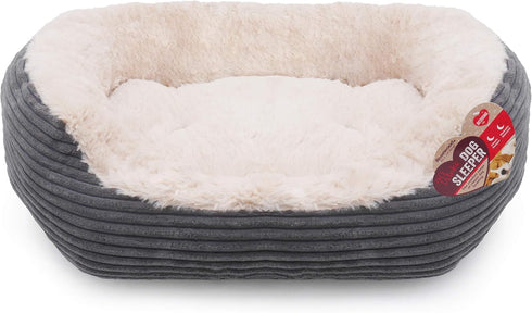 40 Winks Oval Sleepers, Grey Jumbo Cord/Plush 25" Pet Bed