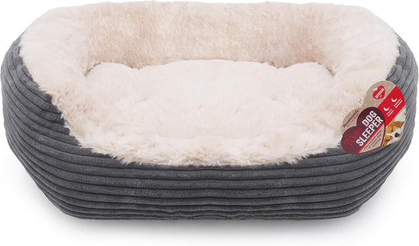 40 Winks Oval Sleepers, Grey Jumbo Cord/Plush 25" Pet Bed