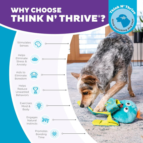 Outward Hound Nina Ottosson Silly Legz Interactive Plush Dog Puzzle, Blue Octopus Dog Enrichment Toy