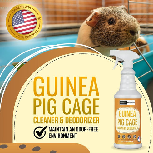 Riverside Essentials 32oz Guinea Pig Cage Cleaner & Deodorizer Spray - Safe & Effective Odor Eliminator for Small