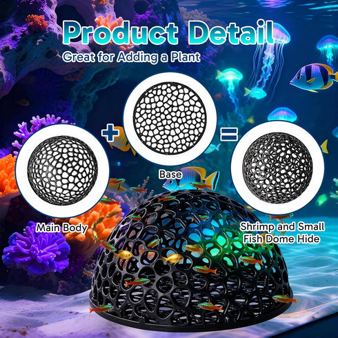 Hubaltuye 2 PCS Shrimp Hideout Black, Shrimp Cave Tunnel, Shrimp Hides for Aquarium Small Fish Habitat, Durable Hollow