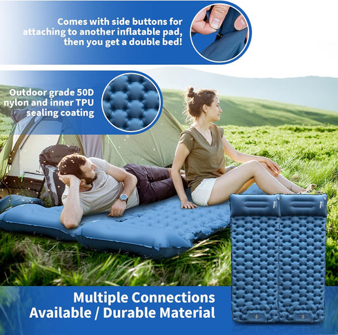 HiiPeak Sleeping Pad for Camping, Ultralight Inflatable Mat with Built-in Foot Pump & Pillow